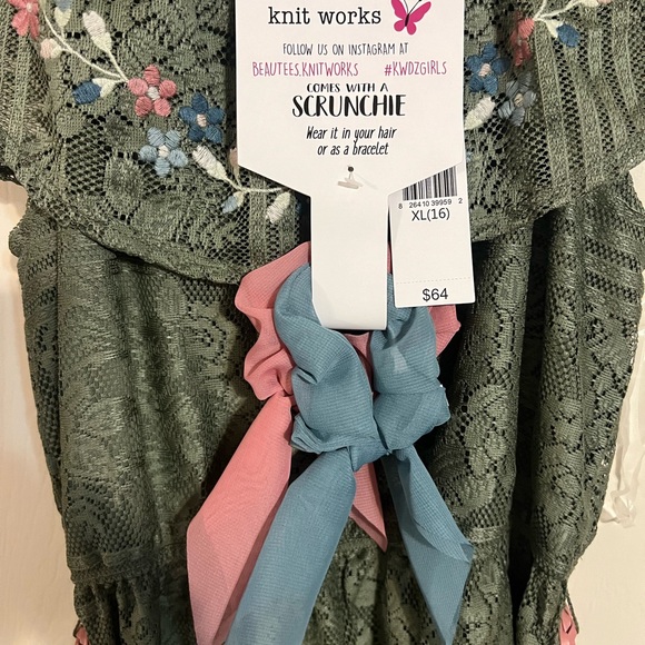 Knit Works - Girls XL 16 Dress - boho hippy - Green - Picture 2 of 2